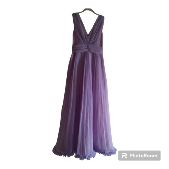 Vintage Union Made Pleated Chiffon Maxi Prom Dress - Picture 1 of 9